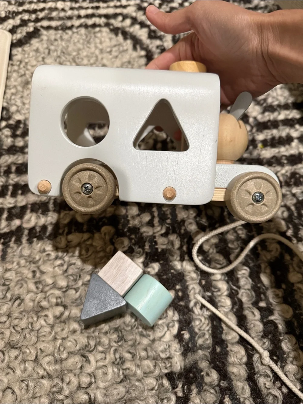 Pottery Barn X Plan Toys wooden pulley truck
